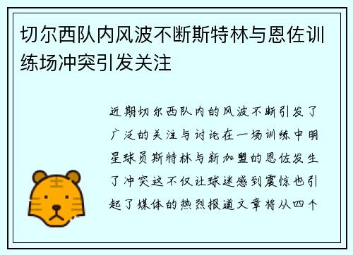 切尔西队内风波不断斯特林与恩佐训练场冲突引发关注